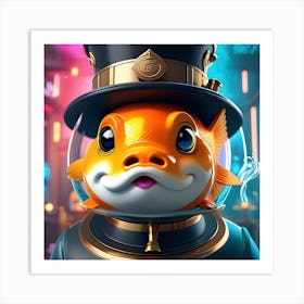 Goldfish In Top Hat 1 Art Print