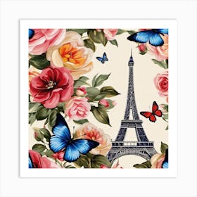 Paris Roses And Butterflies 18 Art Print