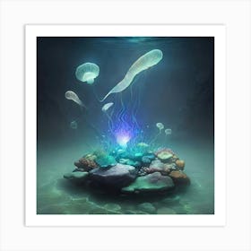 Jellyfish In The Sea Art Print