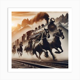 Train With Horses Art Print