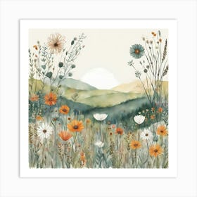 Boho Art Meadow Illustration Art Print