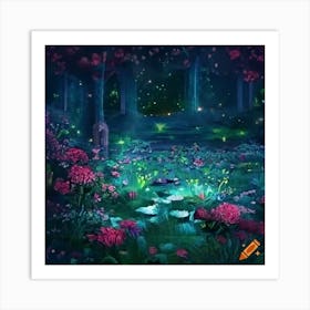 Craiyon 221303 A Romantic Garden At Night Art Print