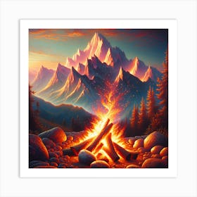 Fire In The Mountains Art Print