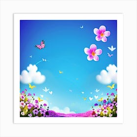 Floral butterfly color frame Art Print