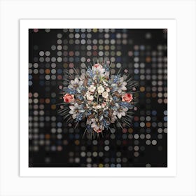 Vintage Pear Tree Flower Wreath on Dot Bokeh Pattern n.0174 Art Print