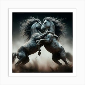 Two Horses Fighting 1 Art Print