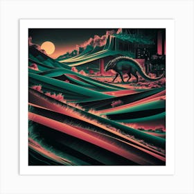 Dinosaurs In The Desert Art Print