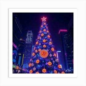 Bitcoin Christmas Tree Art Print