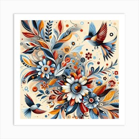 Birds And Flowers20 Art Print