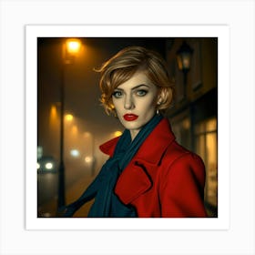 Portrait Of A Woman At Night Art Print