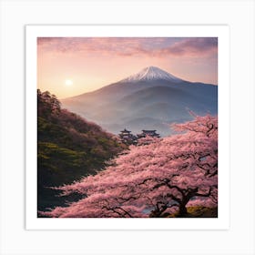 Japanese Sakura In Mountain 14 Art Print