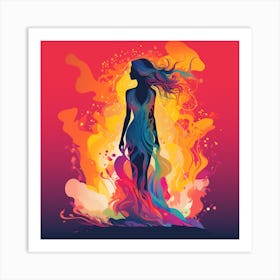 Woman In Flames Art Print