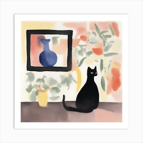 Cat and a Vase Art Print