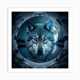 Wolf In The Moonlight 3 Art Print