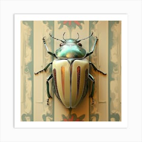 Beetle on retro wallpaper Art Print