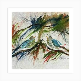 oil-coloured painting birds Art Print