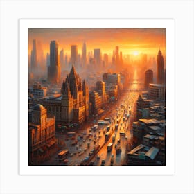 Sunset In The City Art Print