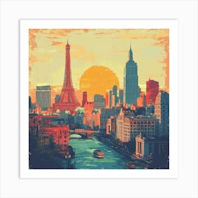 Paris Skyline Art Art Print