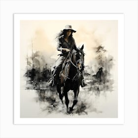 Woman Riding A Horse 2 Art Print