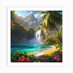 Waterfall In The Jungle 1 Art Print