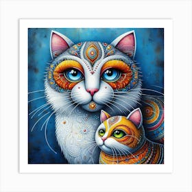 Cat And Mother Art Print