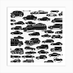 Black And White Car Silhouettes Art Print