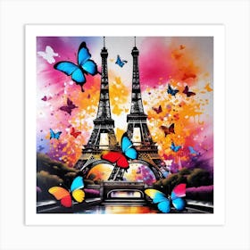 Paris With Butterflies 128 Art Print