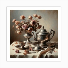 Table With Roses Art Print Art Print