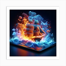 Luminous sailboats amid thick smoke 4 Art Print