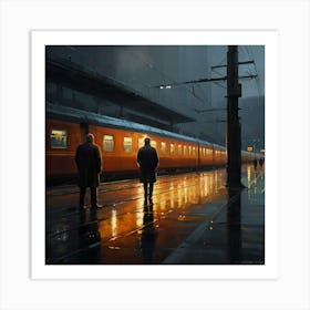 Train Station At Night 6 Art Print