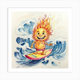 Fire Surfer Art Print