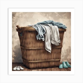 Basket Of Clothes Art Print