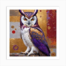 White and purple Owl Art Print
