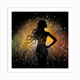 Silhouette Of A Woman In The Sky Art Print