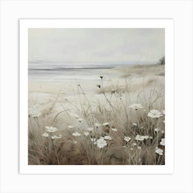 White Flowers By The Sea Art Print