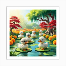 Ducks In The Pond 8 Art Print