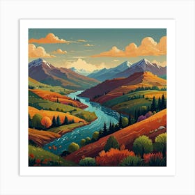 Autumn Landscape Painting 1 Art Print