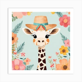 Floral Baby Giraffe Nursery Illustration (1) 1 Art Print