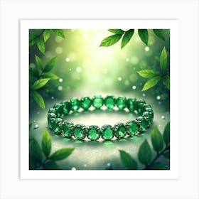 Emerald Bracelet, Watercolor, Lush Jungle Scene 1 Art Print