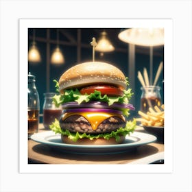 Burger On A Plate 83 Art Print