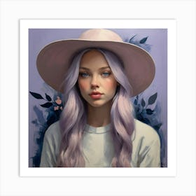 Girl With Purple Hair Art Print