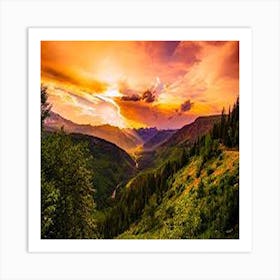 Sunset In The Mountains 1 Art Print