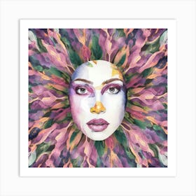 Watercolor Of A Woman'S Face 20 Art Print