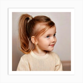 Firefly Stylish Toddler Girl With Sleek Ponytail And Gold Pin 92420 Art Print