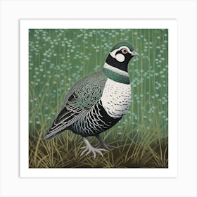 Ohara Koson Inspired Bird Painting Partridge 2 Square Art Print