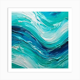 Abstract Turquoise Waves Embracing A Fresh Nautical Texture Gently Lapping Across The Canvas Blend (5) Art Print