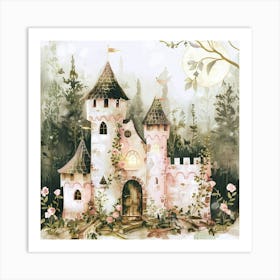 Enchanted Watercolor Castle Art Print