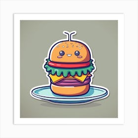 Cartoon Burger Illustration Art Print