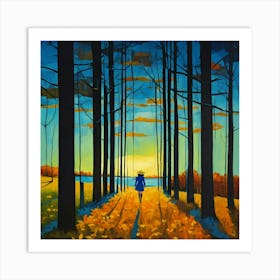 Sunset In The Woods 2 Art Print