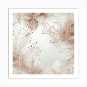 Nature Meets Technology A Tech Inspired Design Where Circuitry Patterns Are Drawn With Soft Nude Li (2) Art Print